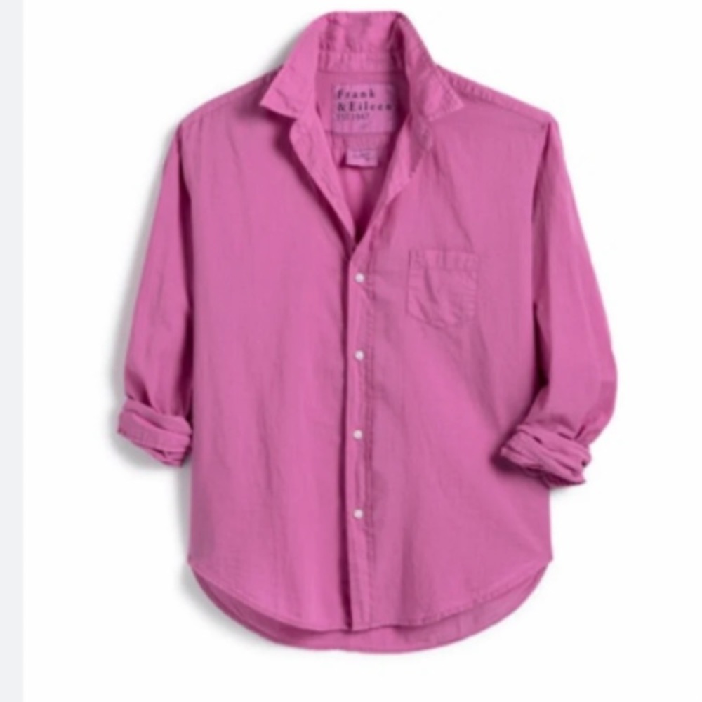Frank & Eileen Button Up Classic Shirt Women's XS Pink Featherweight 100% Cotton